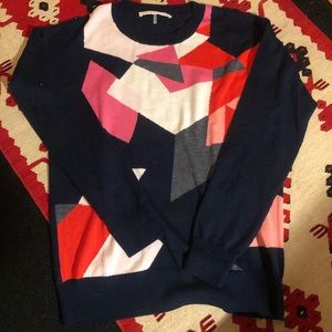 Trina Turk Geometric Design Wool Sweater